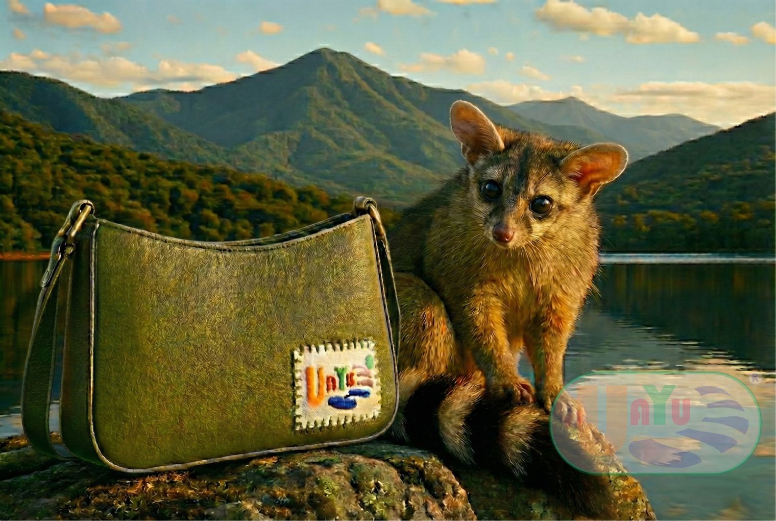 Bolso UAYU® Lago de Chapala con el cacomixtle en su hábitat natural