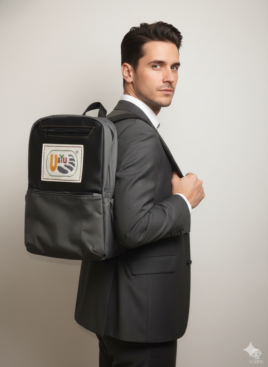 Hombre ejecutivo usando mochila Barranca de Huentitán